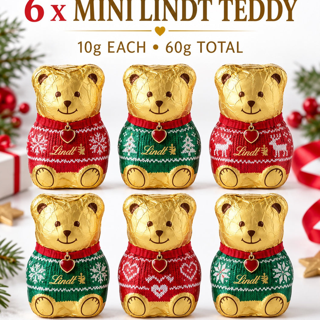 Lindt Mini Teddy Milk Chocolate 10g x 6 – Festive Christmas Chocolate Treats