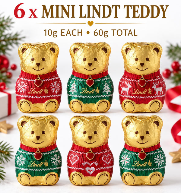 Lindt Mini Teddy Milk Chocolate 10g x 6 – Festive Christmas Chocolate Treats