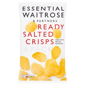 Waitrose Essential Ready Salted Crisps, 6x25g