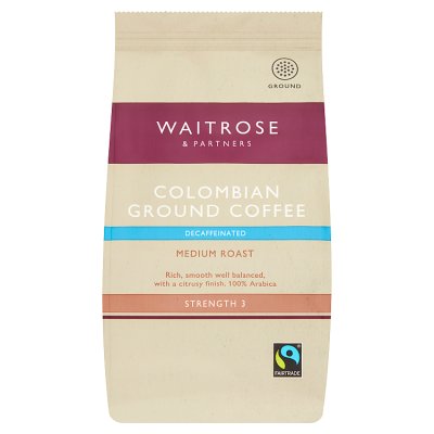 Waitrose Colombian Ground Coffee Decaf  227g