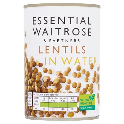 Waitrose Essential Lentils in Water, 400g