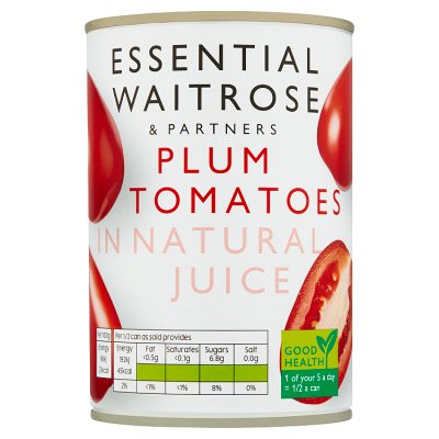 Waitrose Essential Plum Tomatoes in Natural Juice, 400g