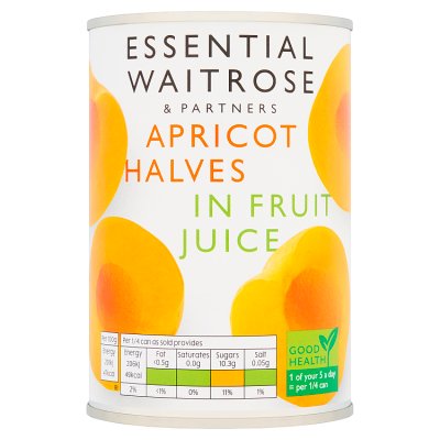 Waitrose Essential Apricot Halves in Fruit Juice, 410g
