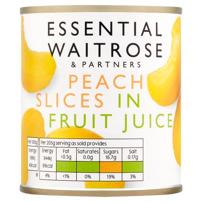 Waitrose Essential Peach Slices in Grape Juice, 205g