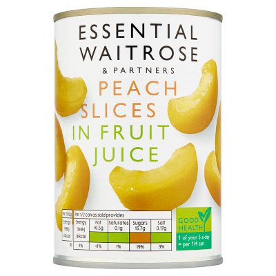 Waitrose Essential Peach Slices in Grape Juice, 410g