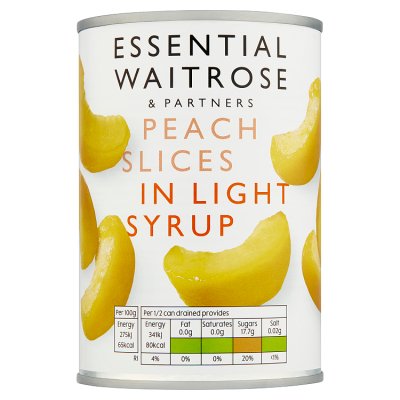 Waitrose Essential Peach Slices in Light Syrup, 410g
