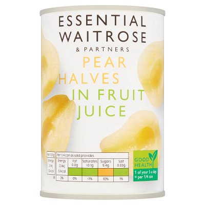 Waitrose Essential Pear Halves in Juice 410g