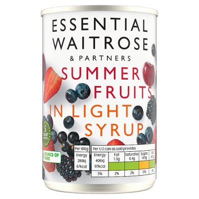 Waitrose Essential Summer Fruits in Syrup, 290g