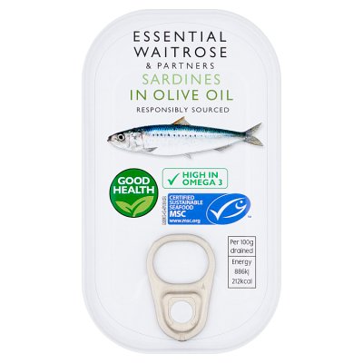 Waitrose Essential Sardines in Olive Oil, 120g