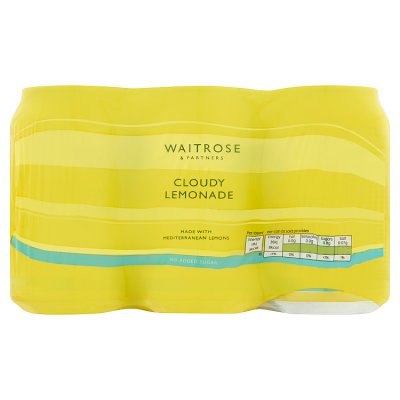 Waitrose Cloudy Lemonade No Added Sugar   6 x 330ml
