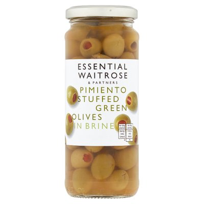 Waitrose Essential Stuffed Green Olives, 340g