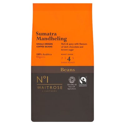 Waitrose No.1 Sumatra Mandheling Coffee Beans 227g