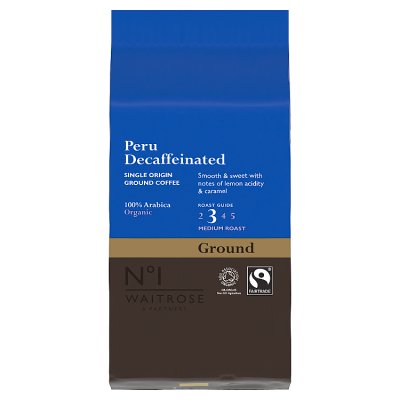 Waitrose No.1 Organic Fairtrade Peru Decaf Ground Coffee 227g