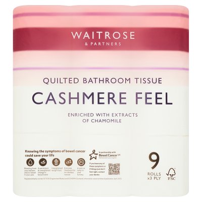 Waitrose Cashmere Bathroom Tissue, Chamomile  9 x 170 sheets