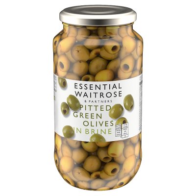 Waitrose Essential Pitted Green Olives, 900g