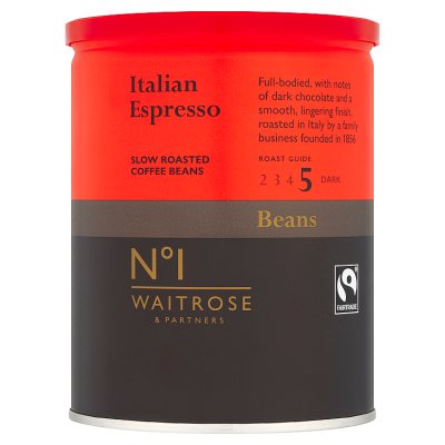 Waitrose No.1 Italian Espresso Slow Roasted Coffee Beans 250g