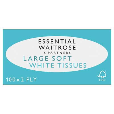 Waitrose Essential Large Soft White Tissues, 100 sheets