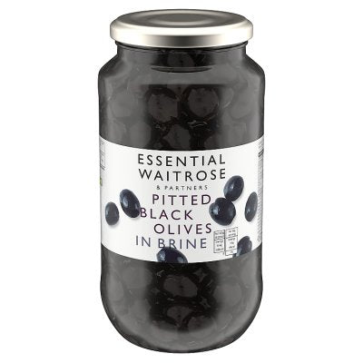 Waitrose Essential Pitted Black Olives, 935g