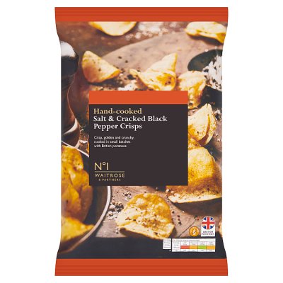 Waitrose No.1 Hand-Cooked Salt & Cracked Black Pepper Crisps150g