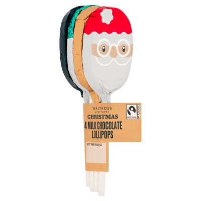Waitrose Christmas 4 Milk Chocolate Lollipops 4x10g