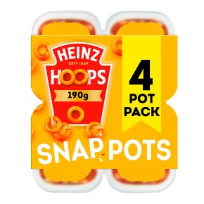 Heinz Spaghetti Hoops in Tomato Sauce Snap Pots 4x190g