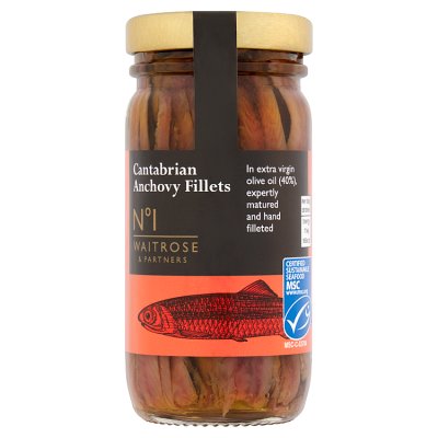 Waitrose No.1 Anchovy Fillets in Extra Virgin Olive Oil, 100g