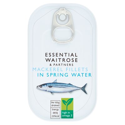 Waitrose Essential Mackerel Fillets in Spring Water, 125g