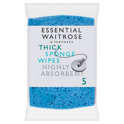 Waitrose Essential Thick Sponge Wipes  5s