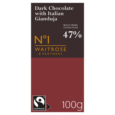 Waitrose No.1 Fairtrade Dark Chocolate with Italian Gianduja 100g