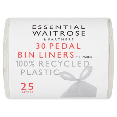Waitrose Essential 30 Pedal Bin Liners Tie Handles