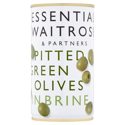 Waitrose Essential Pitted Green Olives in Brine, 310g
