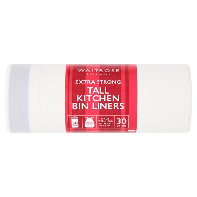 Waitrose Extra Strong Tall Bin Liners 50L  30s
