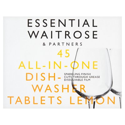 Waitrose 45 All in One Dish Tablets Lemon 45s