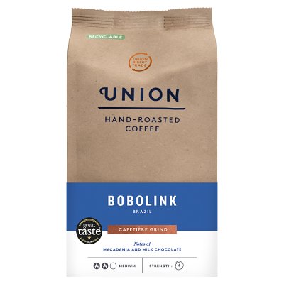 Union Coffee Bobolink Brazil Cafetière Grind, 200g