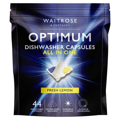 Waitrose Optimum All in One Fresh Lemon Dishwashing Capsules  44s