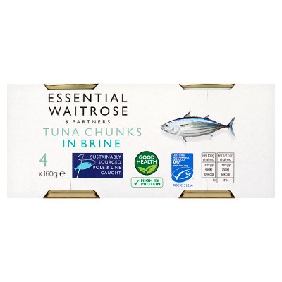 Waitrose Essential MSC Tuna Chunks in Brine 4 x 160g