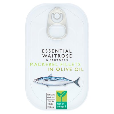 Waitrose Essential Mackerel Fillets in Olive Oil, 125g