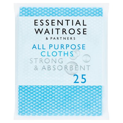 Waitrose Essential All Purpose Cloths, 25 per pack