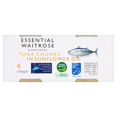 Waitrose Essential MSC Tuna Chunks in Sunflower Oil 4 x 160g