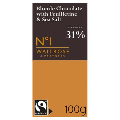 Waitrose No.1 Fairtrade Blonde Chocolate with Feuilletine & Sea Salt 100g