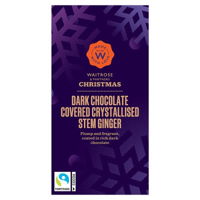 Waitrose Christmas Dark Chocolate Covered Crystallised Stem Ginger 180g