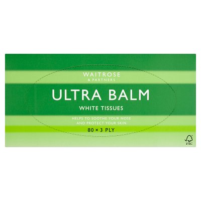 Waitrose Ultra Balm White Tissues80 sheets