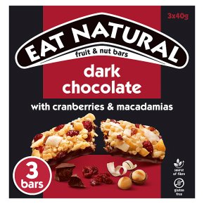 Eat Natural Dark Chocolate Cranberries & Macadamias Bars 3x40g