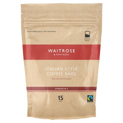 Waitrose Fairtrade Italian Style Coffee Bags  15s