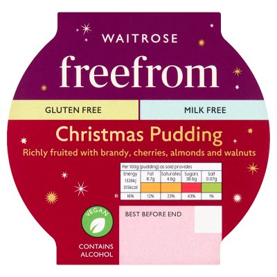 Waitrose Free From Milk & Gluten Free Christmas Pudding 100g