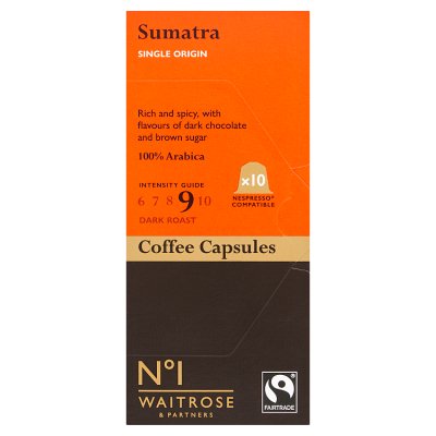 Waitrose No.1 Sumatra Coffee Capsules 54g