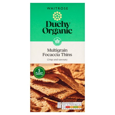 Waitrose Duchy Organic Multigrain Focaccia Thins 75g