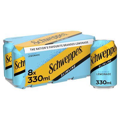 Schweppes Slimline Lemonade, 8x330ml