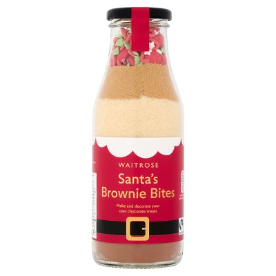 Waitrose Chocolate Santa Brownie Bites Baking Bottle Kit 383g