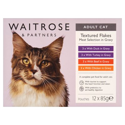 Waitrose Textured Flakes Meaty Selection in Gravy Cat Food 12 x 85g
